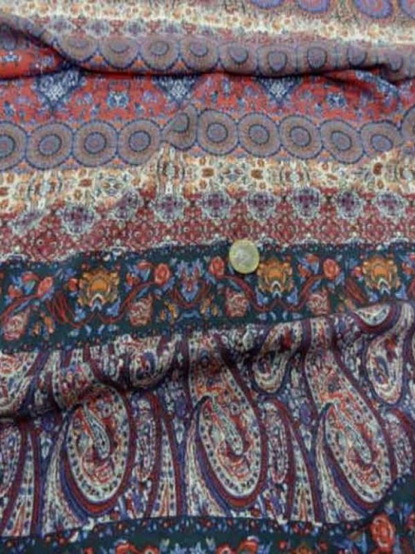 Viscose imprime ton rouge bleu orange