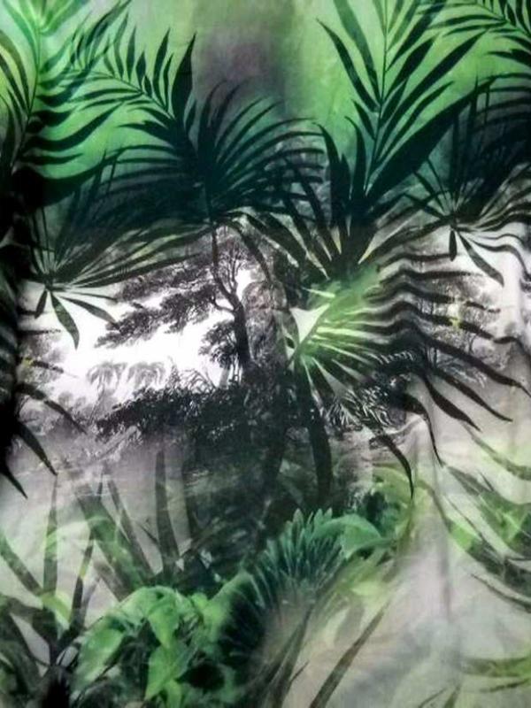 Viscose imprime ton vert blanc et gris en 1 50m l
