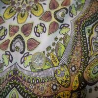 Viscose kaki motifs cachemire pour foulard4