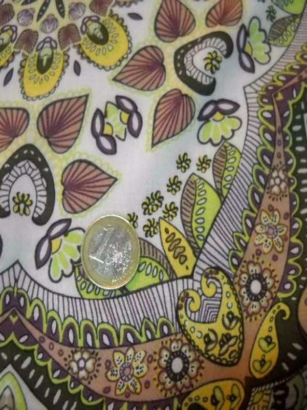 Viscose kaki motifs cachemire pour foulard