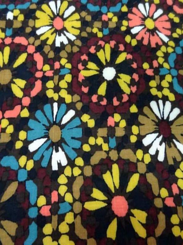 Viscose marron imprime fleurs