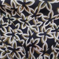 Viscose marron imprimé grosse fleurs écrue et doré pas cher