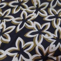 Achat tissu Viscose marron imprimé grosse fleurs écrue et doré