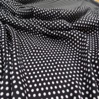 Viscose noire fine imprime imprime petit pois blanc
