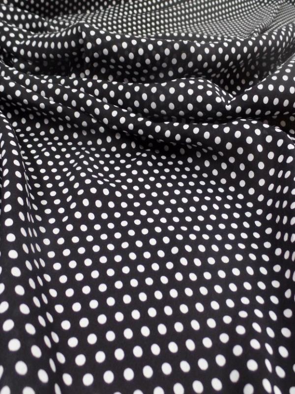 Viscose noire fine imprime imprime petit pois blanc