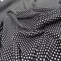 Viscose noire fine imprime imprime petit pois blanc0