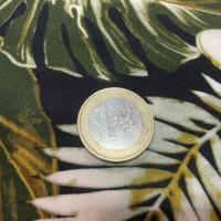 vente de tissu viscose noire imprimé feuillage, vert et blanc