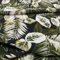 Viscose noire imprime feuillage vert et blanc5