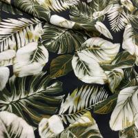 vente de tissu viscose noire imprimé feuillage sur Marseille