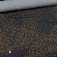 tissu Viscose noire imprimé marron fauve