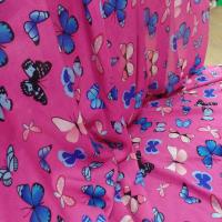 Viscose rose fuschia fine imprime papillon bleu et rose3