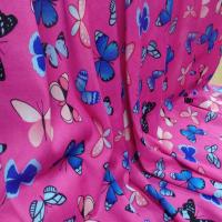 Viscose rose fuschia fine imprime papillon bleu et rose8