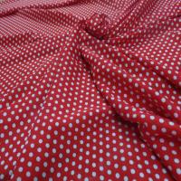 Viscose rouge fine imprime petit pois blanc