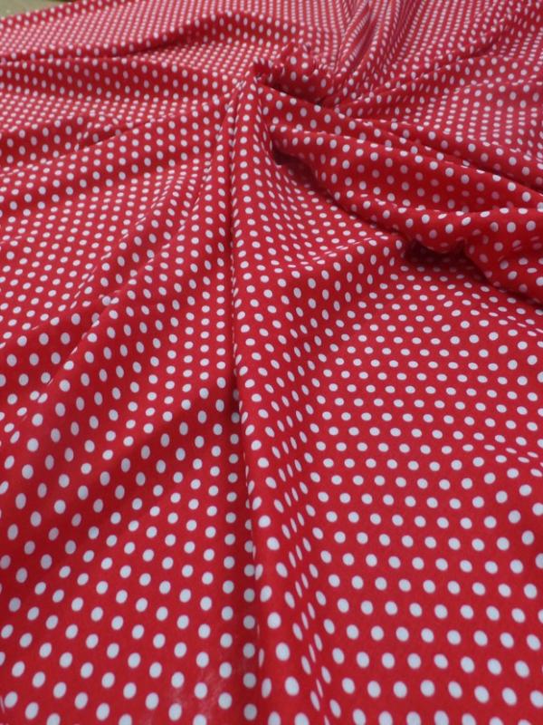 Viscose rouge fine imprime petit pois blanc8