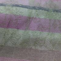 Viscose soie façonné bandes ton anis et rose
