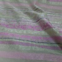 Viscose soie façonné bandes ton anis et rose