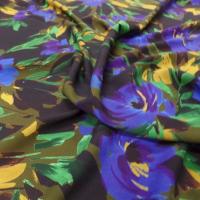 Viscose ton de terre imprime fleurs bleu royal2
