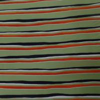 Viscose verte imprime bandes noir blanc rouge