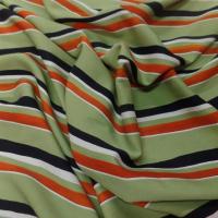 Viscose verte imprimé bandes noir, blanc, rouge