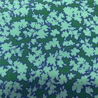 Viscose verte imprime petite fleurs bleu2