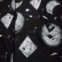 Voile coton noir imprime noir blanc lune