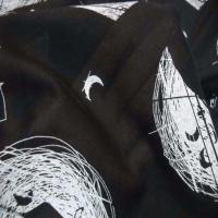 Voile coton noir imprime noir blanc lune1