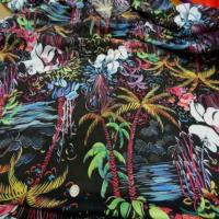 Voile coton soie noir imprime palmier multicolore1