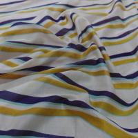 tissu voile de coton blanc a rayures ton bleu, marine et safran