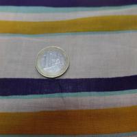 vente de tissu voile de coton blanc a rayures bleu, marine et safran