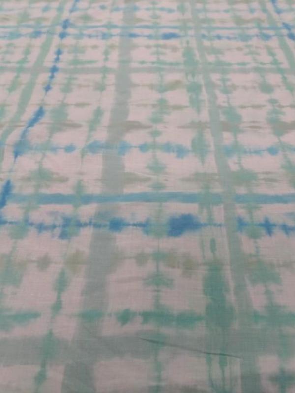 tissu voile de coton blanc imprimé bleu et vert sur Marseille