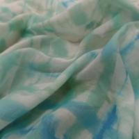 Voile de coton blanc imprime bleu et vert1