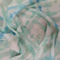 tissu voile de coton blanc imprimé bleu et vert