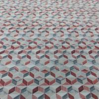 voile de coton blanc imprime forme géométrique ton de beige bordeaux gris