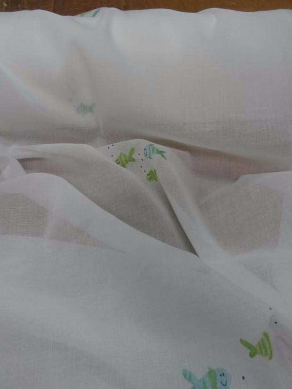 Voile de coton blanc imprime poisson