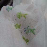 Voile de coton blanc imprime poisson2