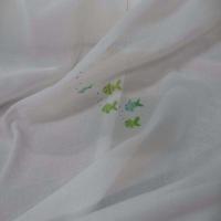 Voile de coton blanc imprime poisson44