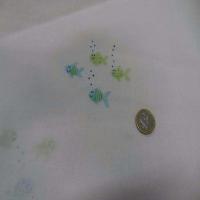 Voile de coton blanc imprime poisson7