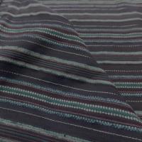 tissu Voile de coton bleu nuit a rayures brodées en ligne