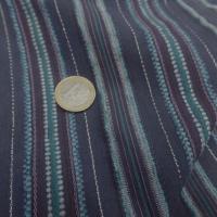 tissu Voile de coton bleu nuit a rayures brodées en ligne