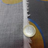 Voile de coton gris a gros pois safran