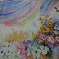 Voile de coton imprime arc en ciel et fleurs5