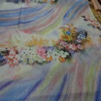 Voile de coton imprime arc en ciel et fleurs9