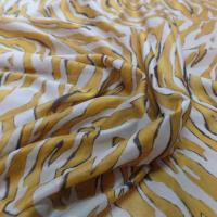 voile de coton imprimé zèbre ton fauve et beige taupe