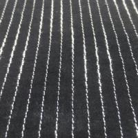 Voile de coton noir façonné bandes blanches