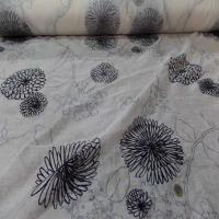 Voile de lin lurex blanc a motifs aspect devore en velours noir