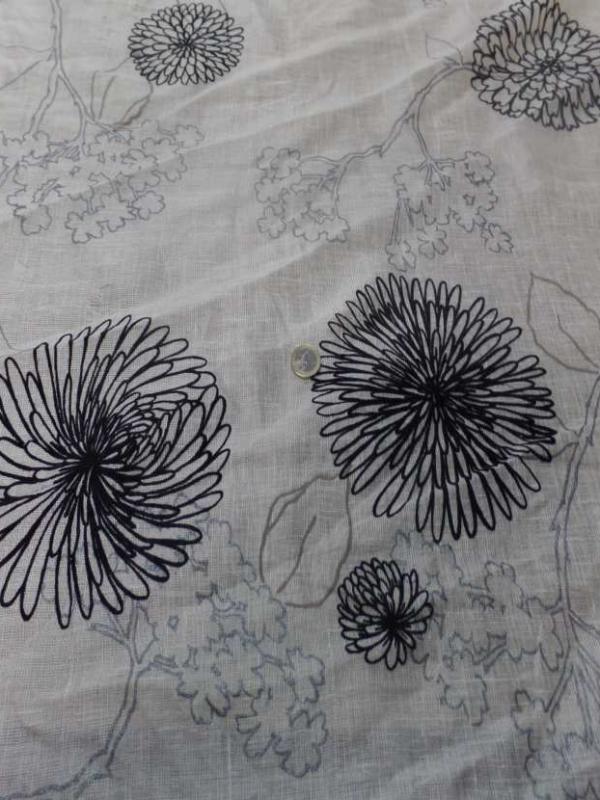 Voile de lin lurex blanc a motifs aspect devore en velours noir9