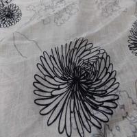 Voile de lin lurex blanc a motifs aspect devore en velours noir7