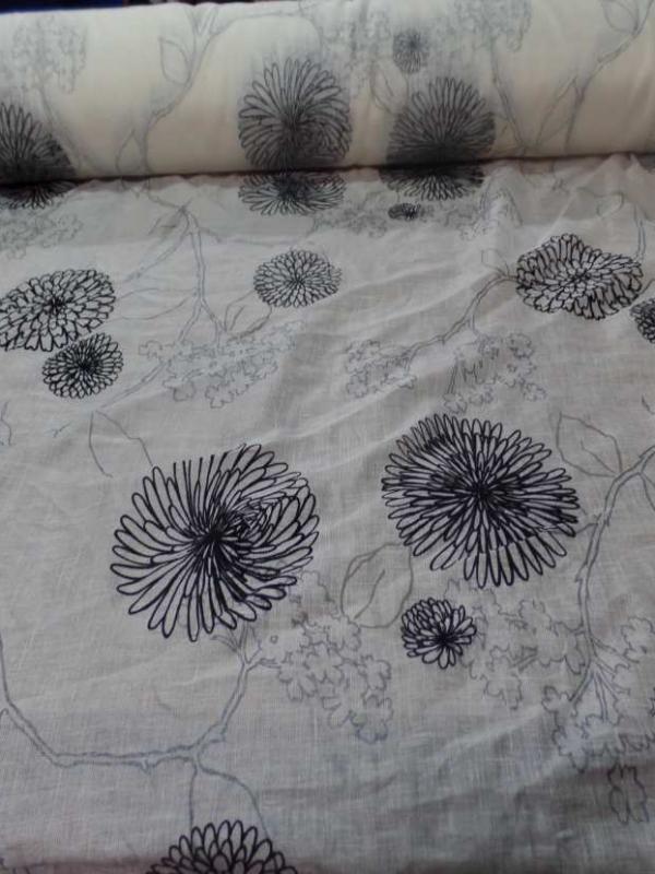 Voile de lin lurex blanc a motifs aspect devore en velours noir9