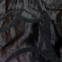Voile de lin lurex noir a motifs aspect devore en velours gris2