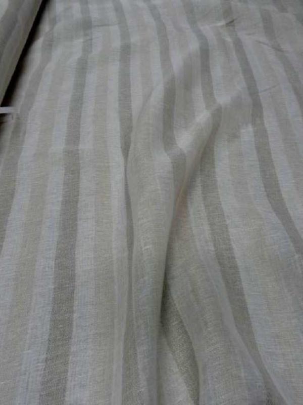 Voile de lin naturel a bandes en 3 30mde large2